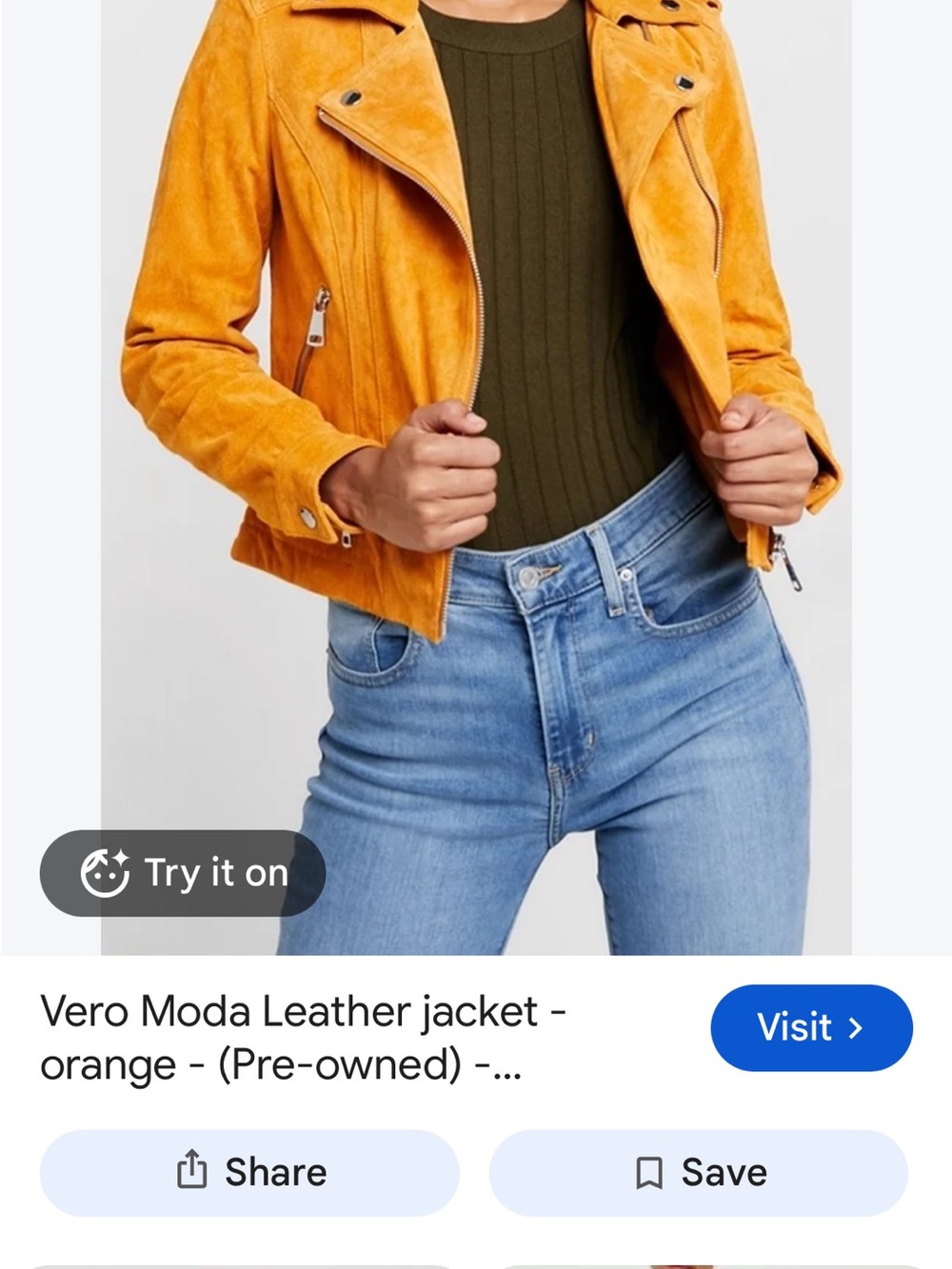 Mango Women's Orange Suede Moto Jacket
